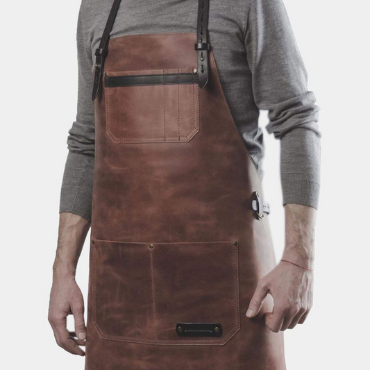 Mens Cooking&BBQ Brown Leather Apron
