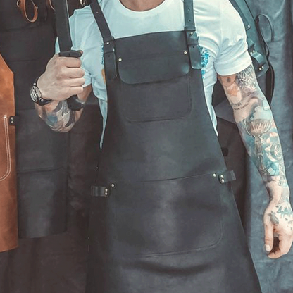 Personalized Chef Black Leather apron