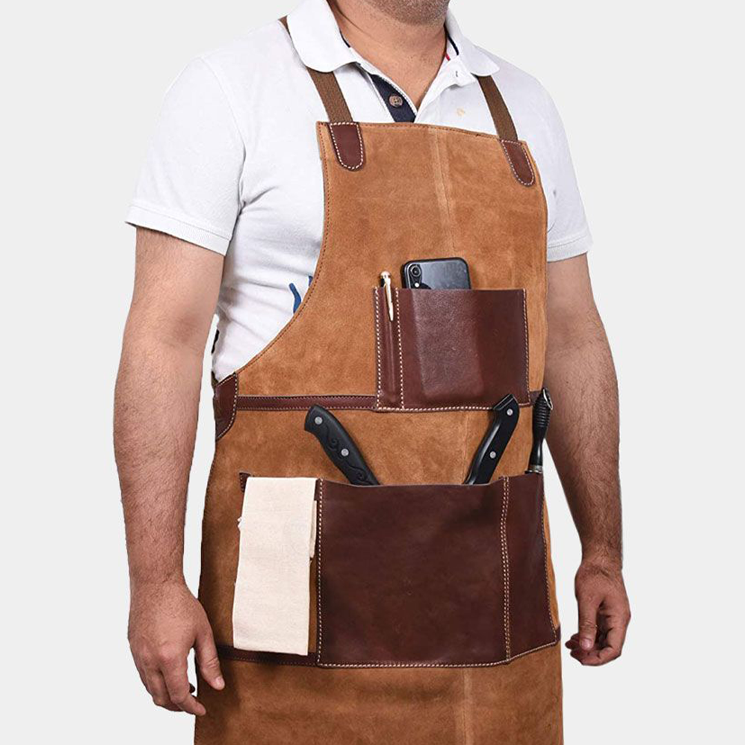 Utility Apron Adjustable Cross Back Straps With Tool Pockets